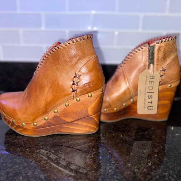 BED|STU Brown Leather Wedges - Picture 2 of 6